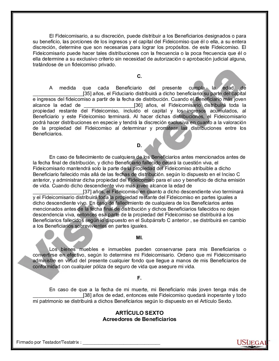 Preview Formulario de última voluntad y testamento legal para personas divorciadas que no se han vuelto a casar con hijos adultos y menores