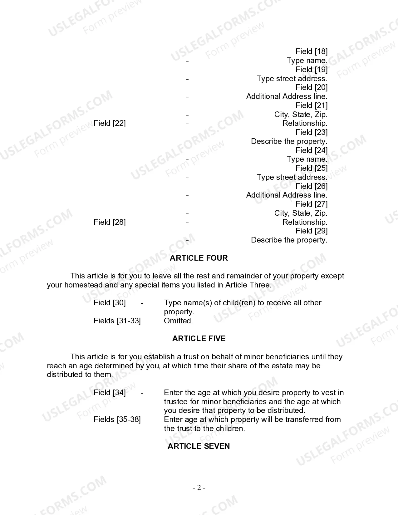 Preview Last Will and Testament for Divorced Person Not Remarried with Adult and Minor Children