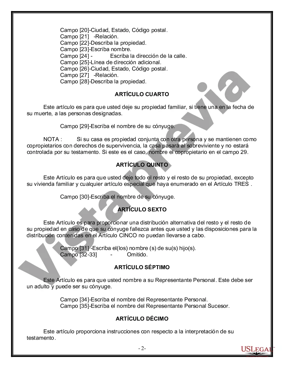 Preview Paquete de Voluntades Mutuas con Últimas Voluntades y Testamentos para Pareja Casada con Hijos Adultos