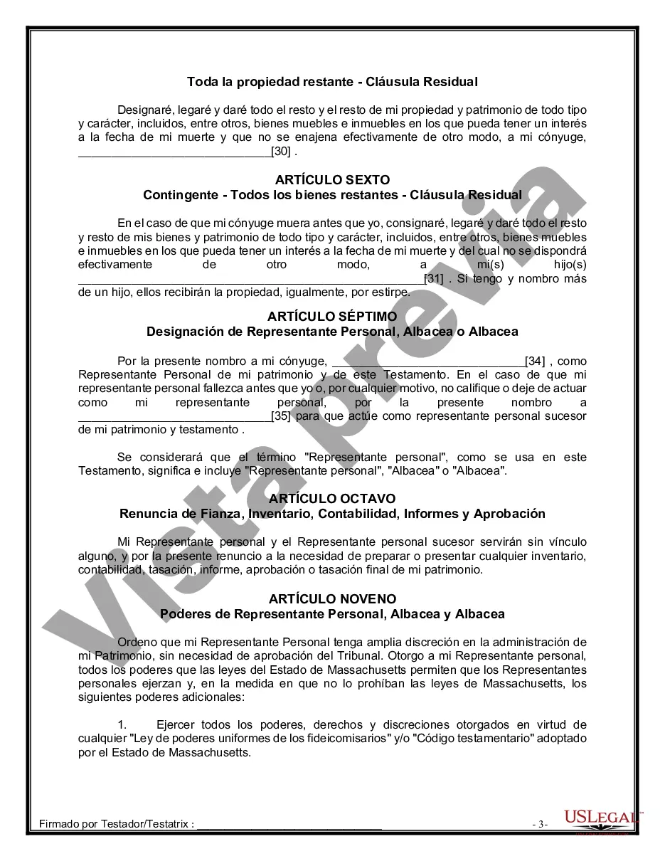 Preview Paquete de Voluntades Mutuas con Últimas Voluntades y Testamentos para Pareja Casada con Hijos Adultos