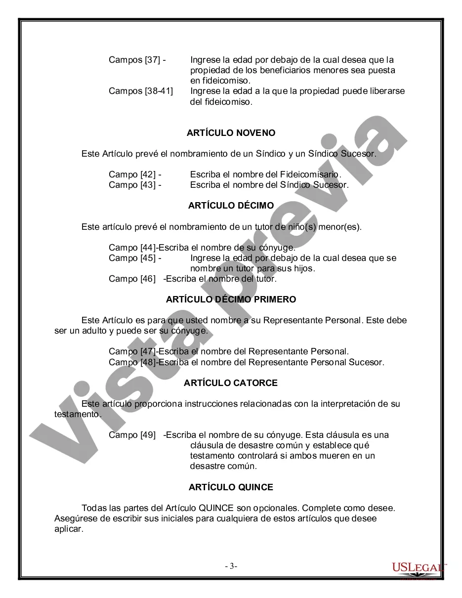 Preview Paquete de Voluntades Mutuas con Últimas Voluntades y Testamentos para Pareja Casada con Hijos Menores