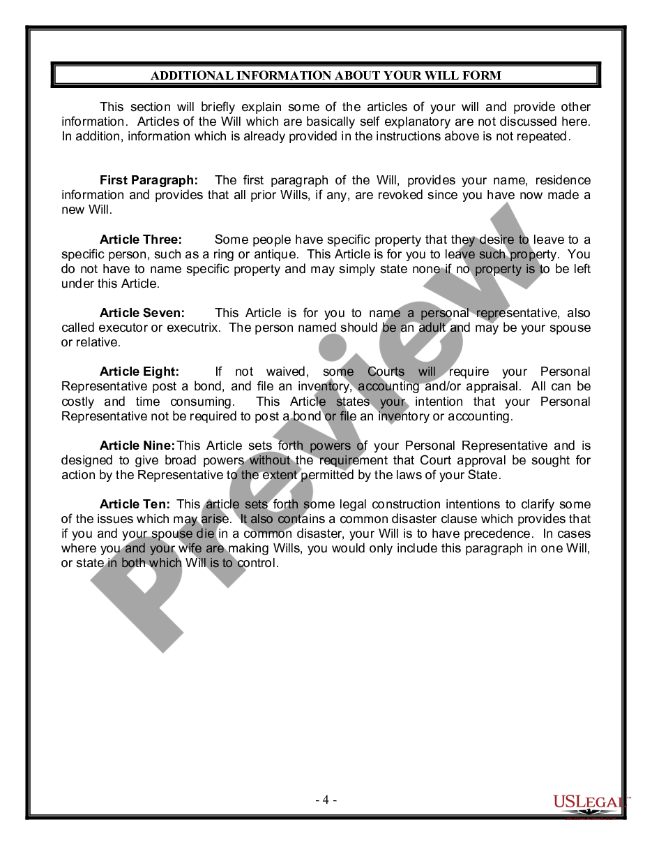 page 3 Legal Last Will and Testament Form for Married Person with Adult Children preview