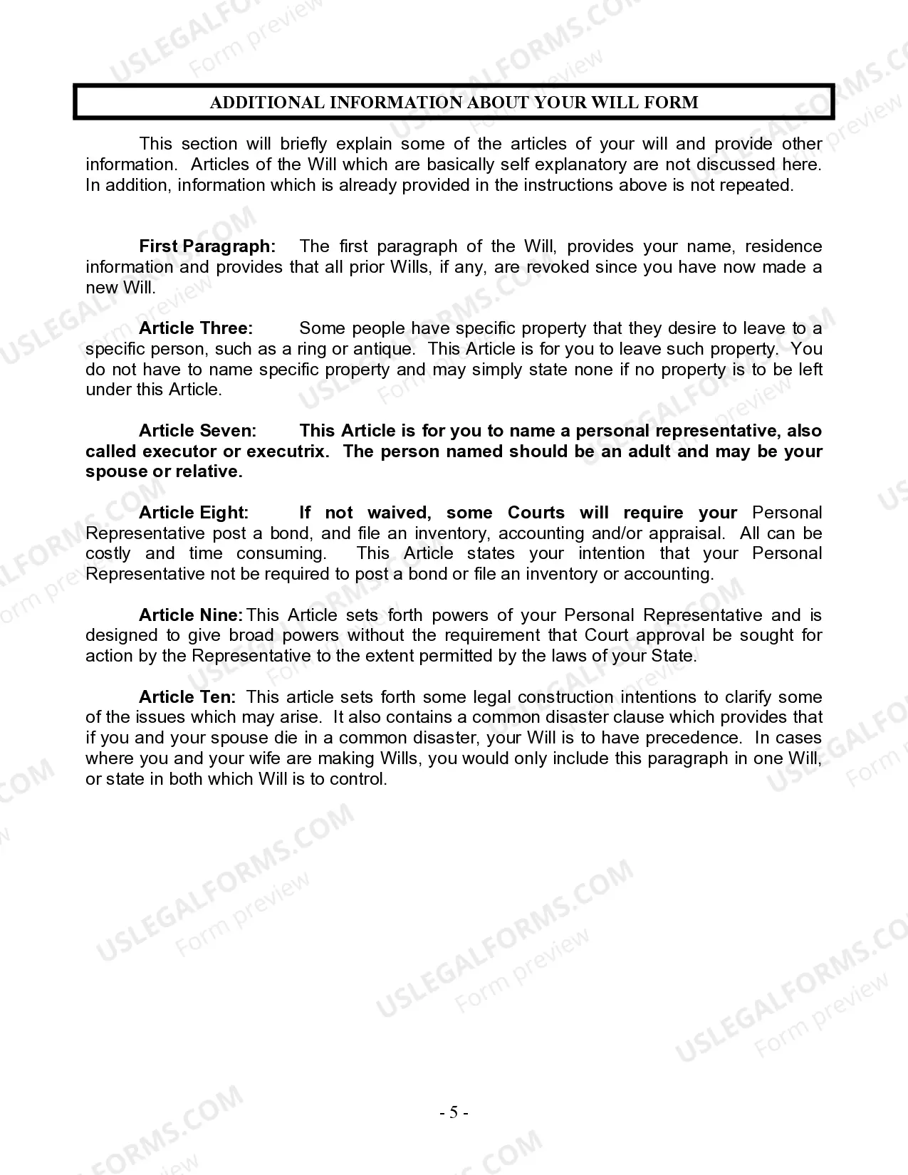 Preview Last Will and Testament for Married Person with Adult Children