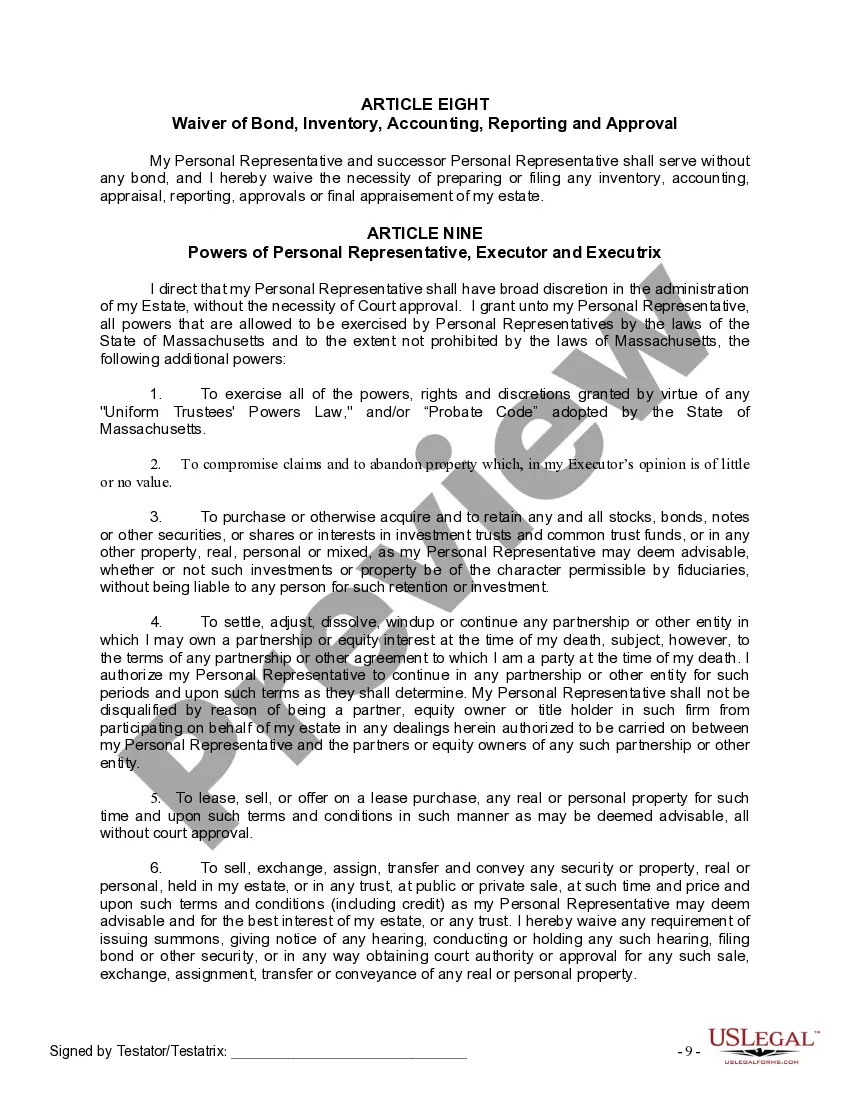 Preview Last Will and Testament for a Married Person with No Children