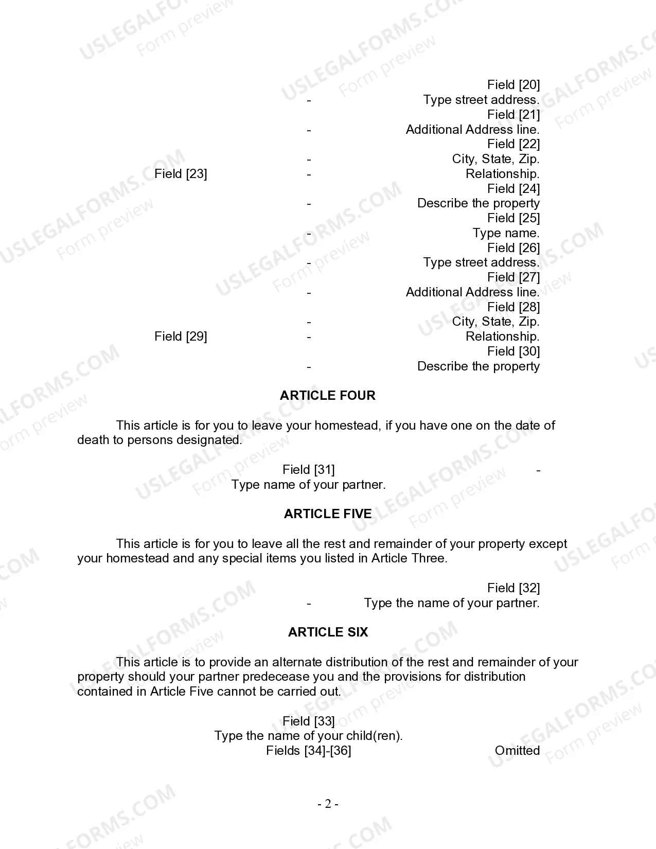 Preview Last Will and Testament for Civil Union Partner with Minor Children