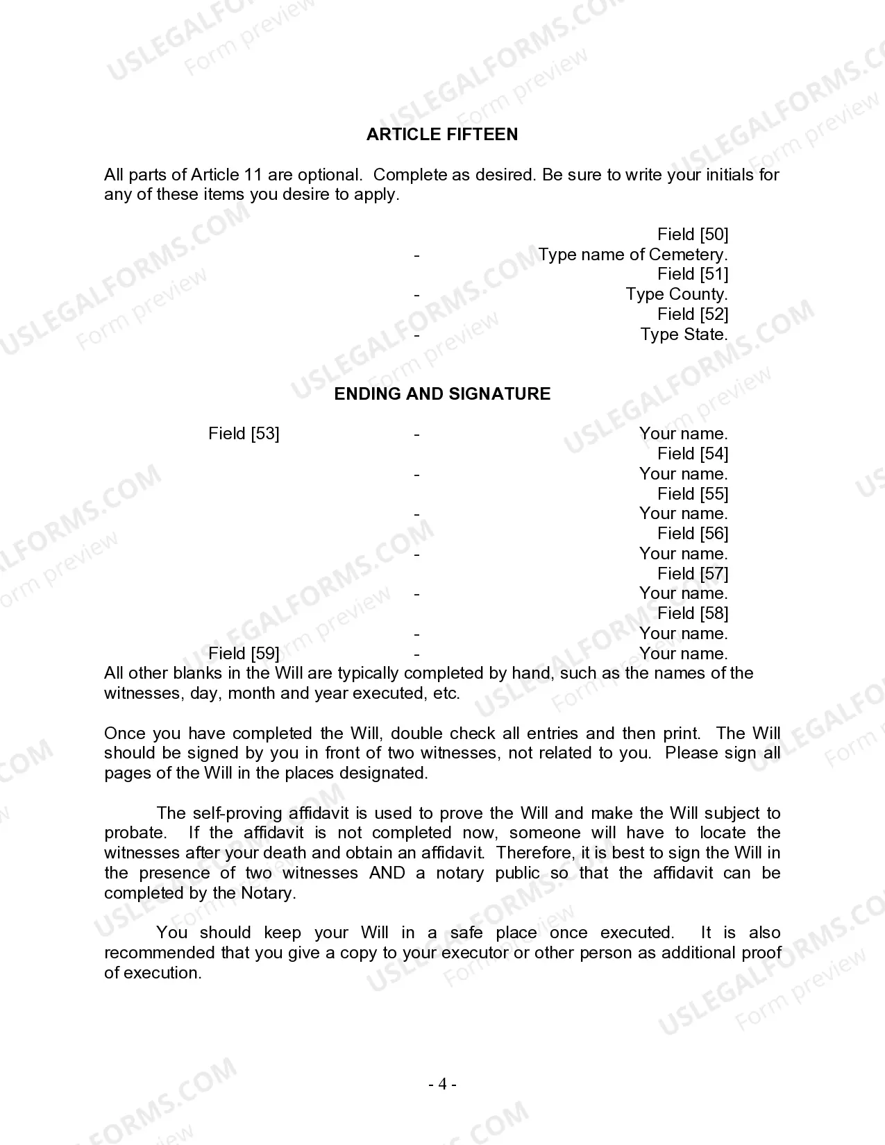 Preview Last Will and Testament for Civil Union Partner with Minor Children