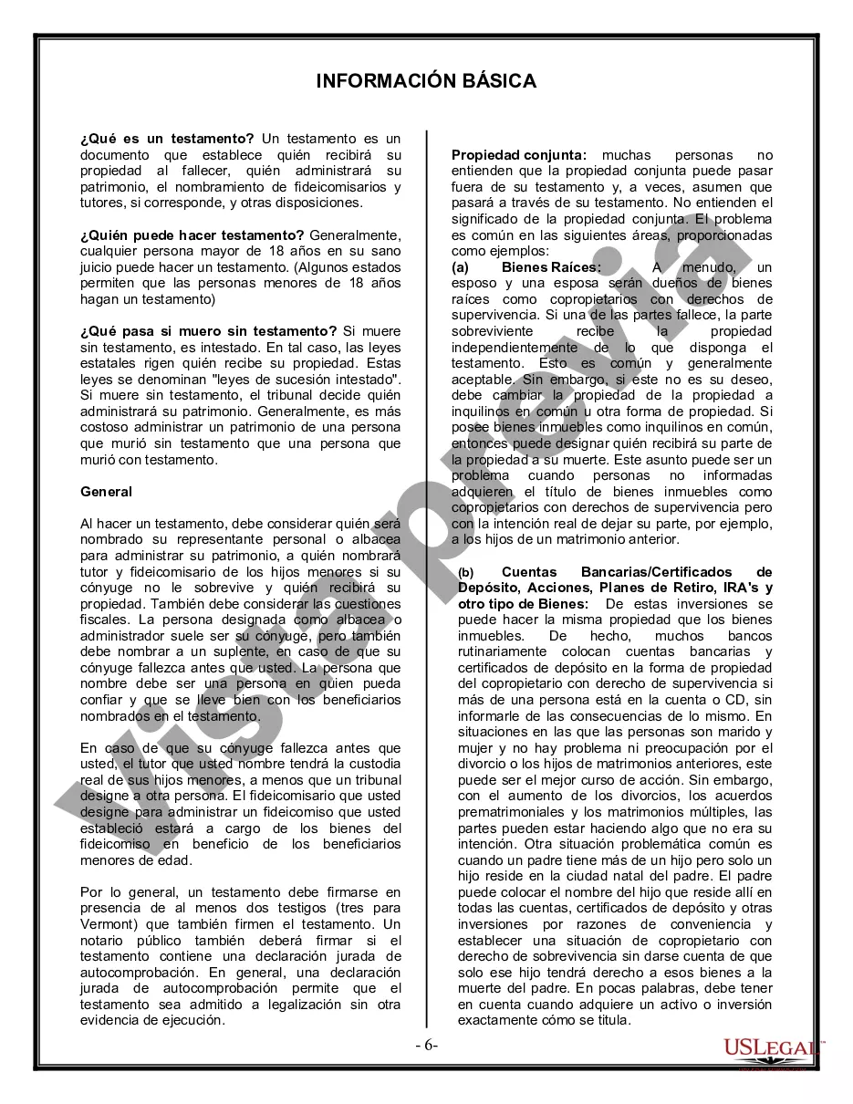 Preview Formulario Legal de Última Voluntad y Testamento para Persona Casada con Hijos Adultos y Menores