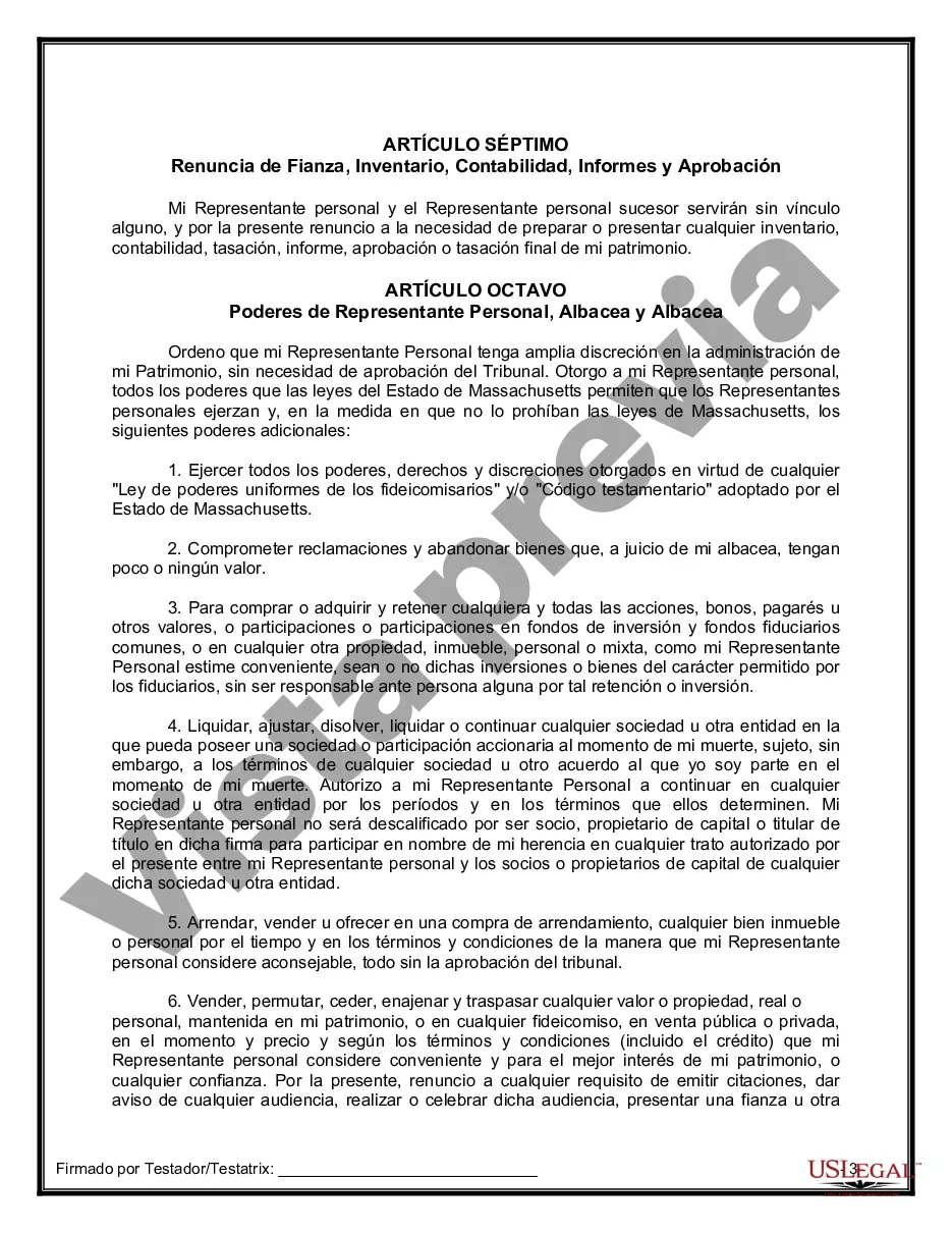 Preview Formulario de testamento y última voluntad legal para viuda o viudo con hijos adultos