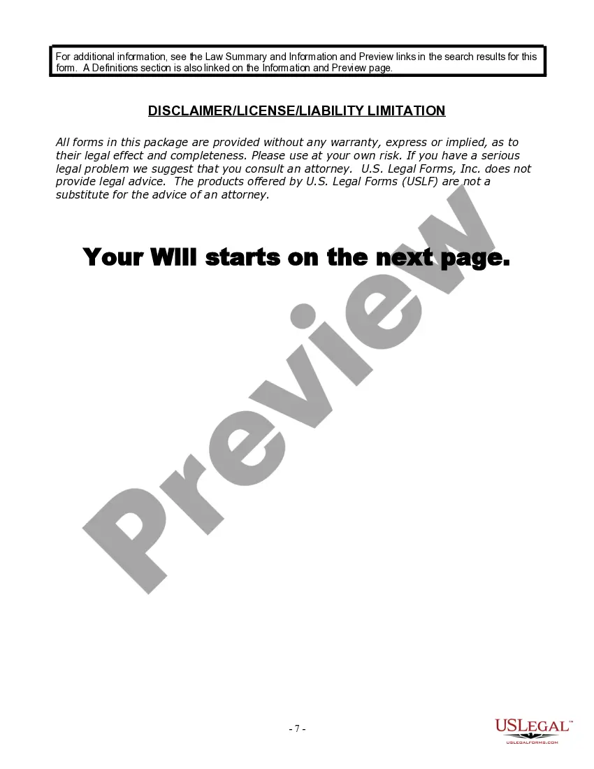 Preview Last Will and Testament for a Widow or Widower with Adult Children
