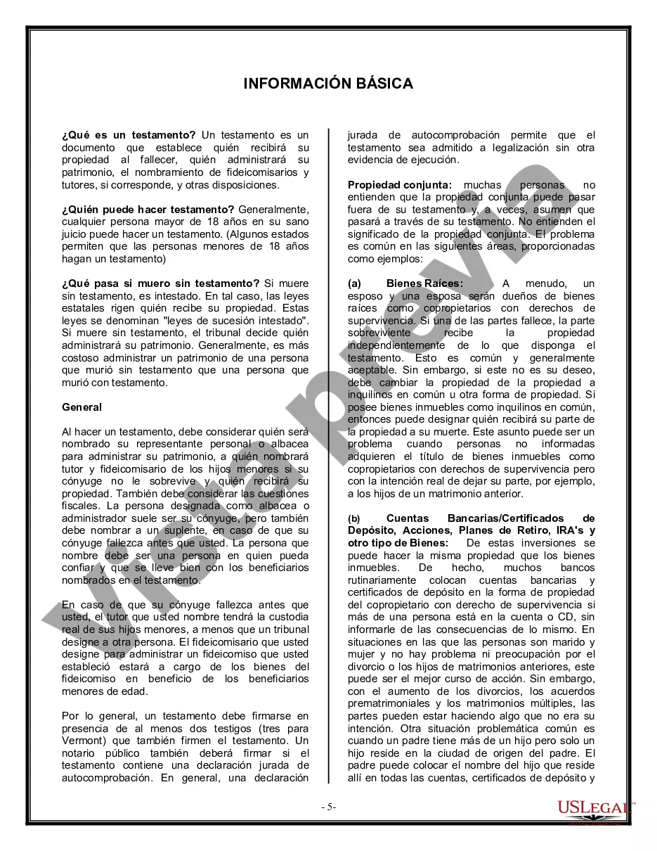Preview Formulario Legal de Última Voluntad y Testamento para Viuda o Viudo con Hijos Menores