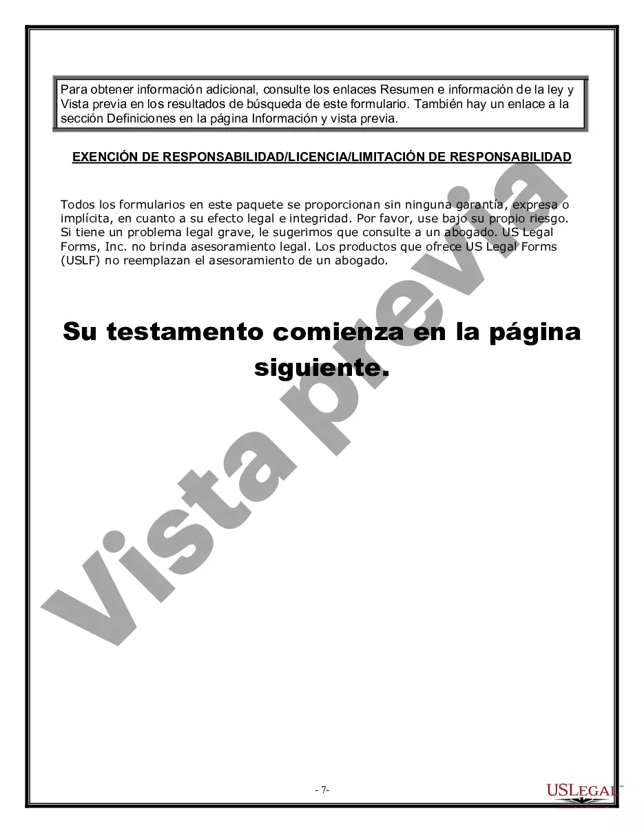 Preview Formulario Legal de Última Voluntad y Testamento para Viuda o Viudo con Hijos Menores