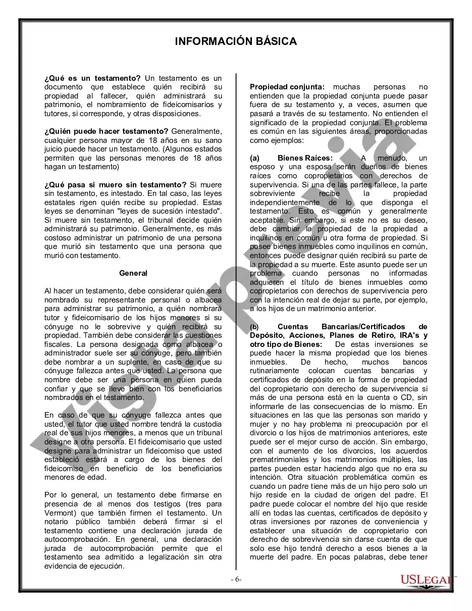 Preview Formulario de última voluntad legal para una viuda o viudo sin hijos