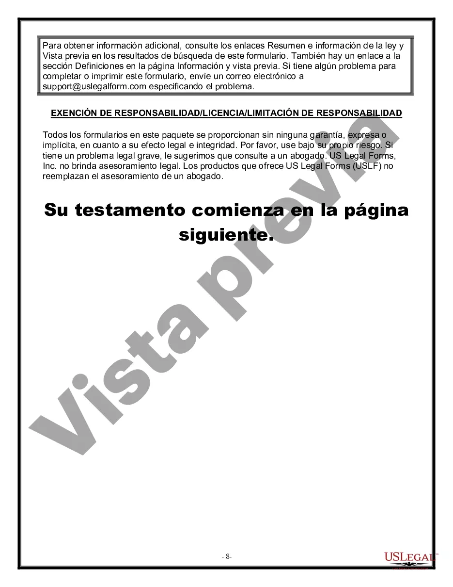 Preview Formulario de última voluntad legal para una viuda o viudo sin hijos