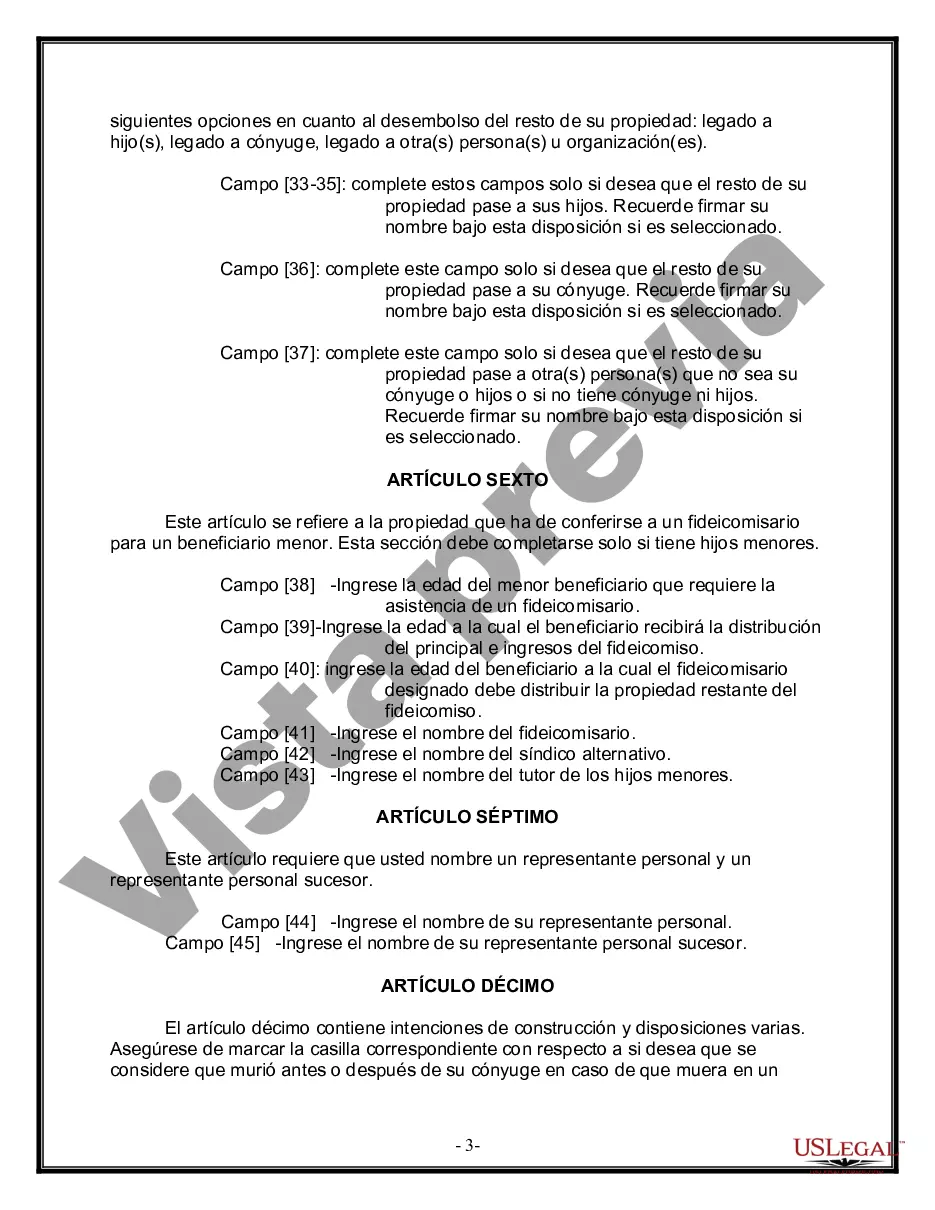 Preview Última voluntad y testamento para otras personas