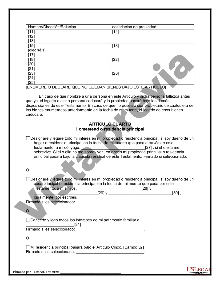 Preview Última voluntad y testamento para otras personas