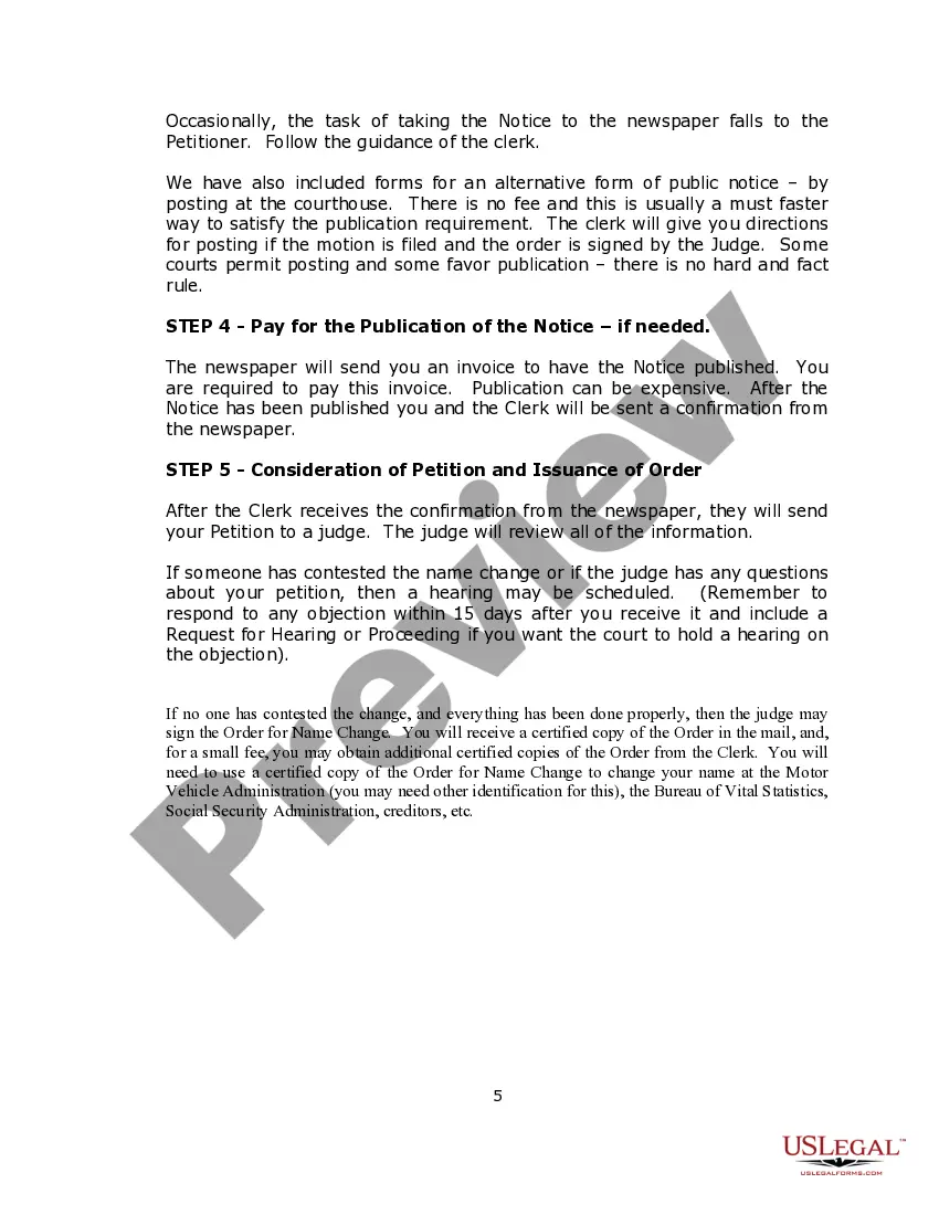 Preview Name Change Instructions and Forms Package for a Family