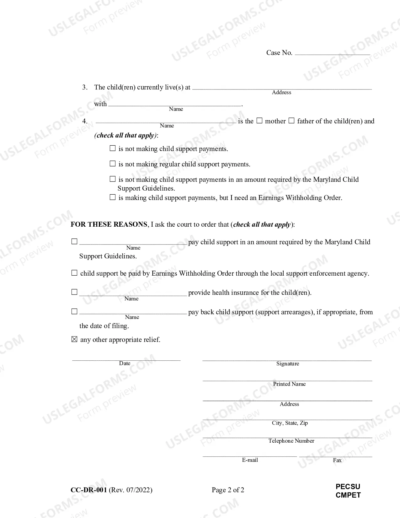 Preview Dom. Rel. 1 Complaint for Child Support