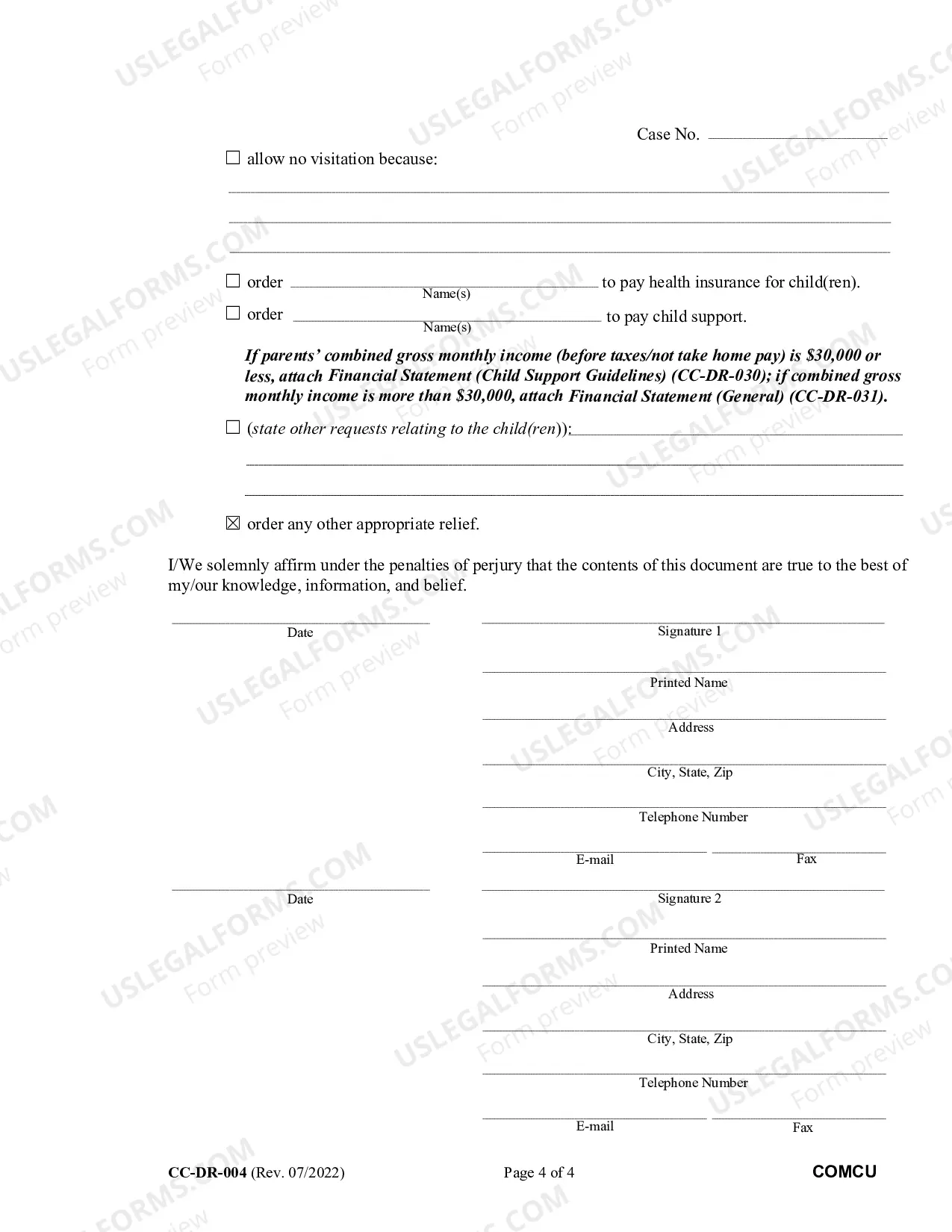 Preview Dom. Rel. 4 Complaint for Custody
