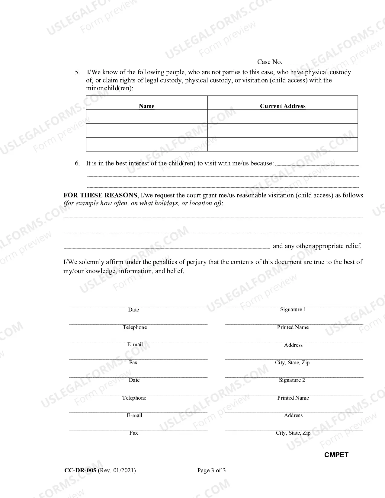 Preview Dom. Rel. 5 Complaint for Visitation