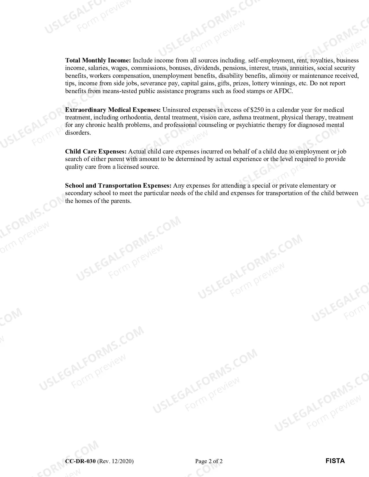 Preview Dom. Rel. 30 Financial Statement - Child Support