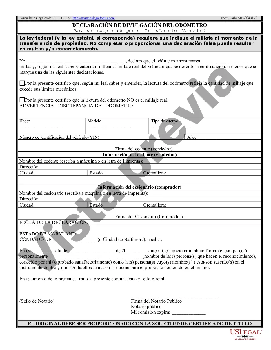 Preview Factura de venta de automóvil o vehículo, incluida la declaración del cuentakilómetros y el pagaré