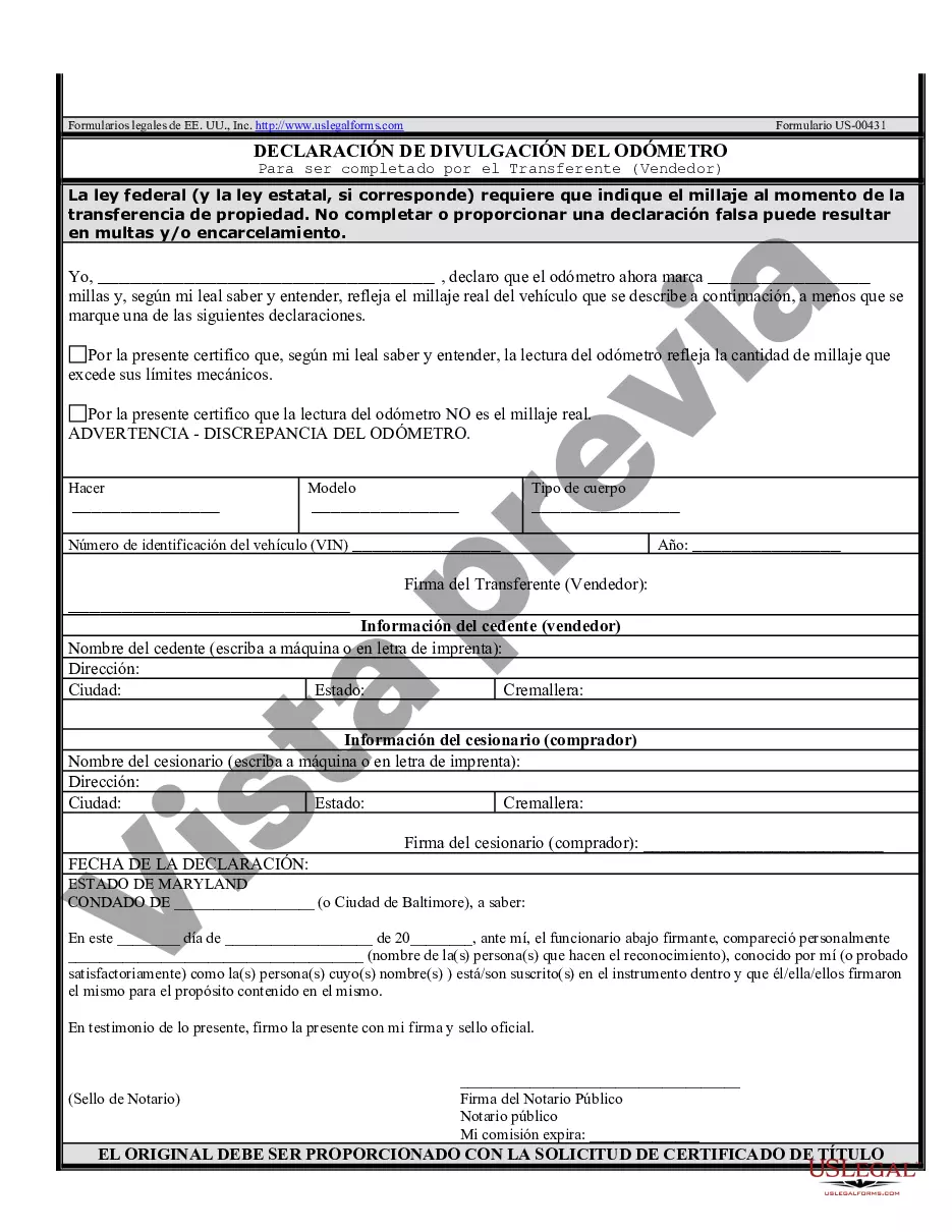 Preview Factura de Venta de Automóvil y Declaración de Odómetro