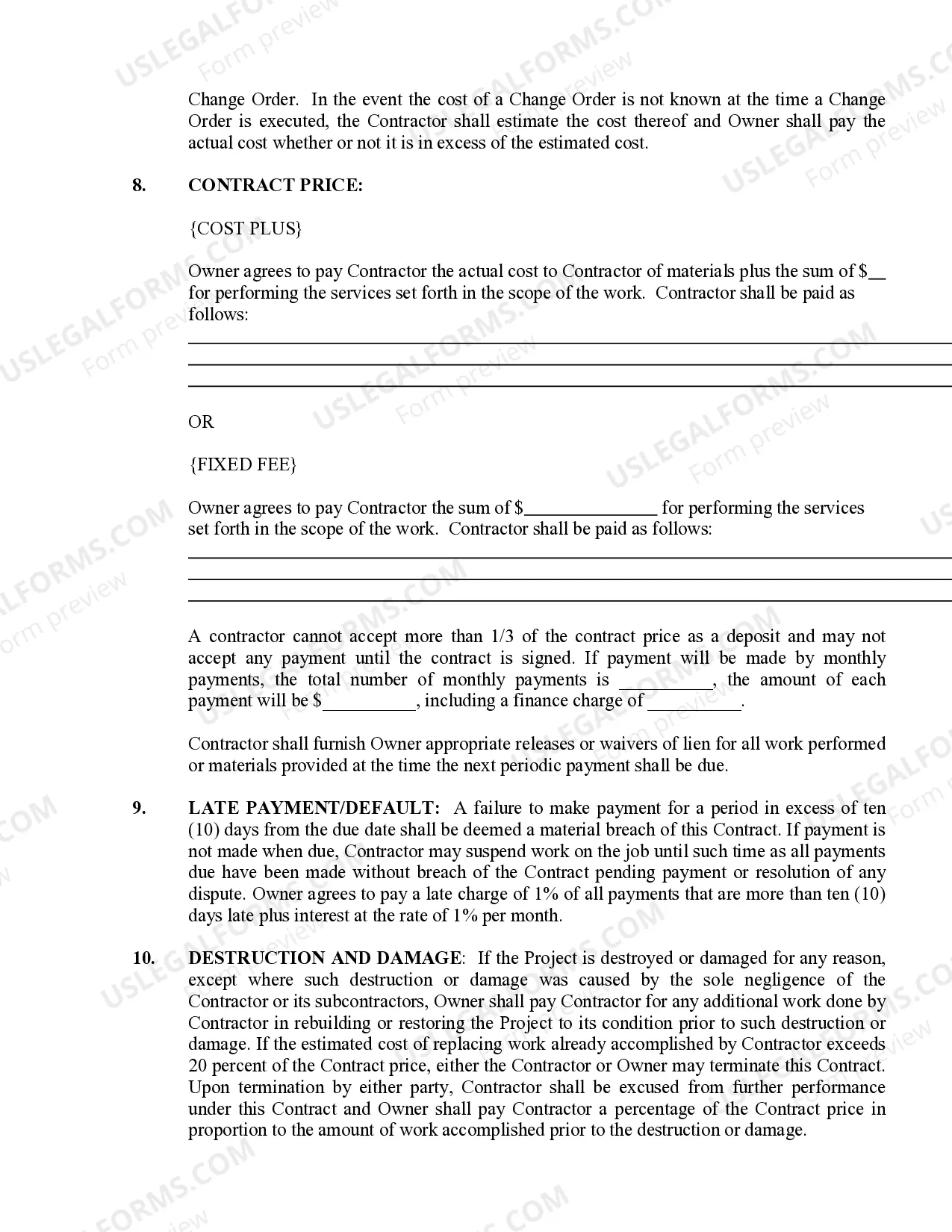 Preview Painting Contract for Contractor