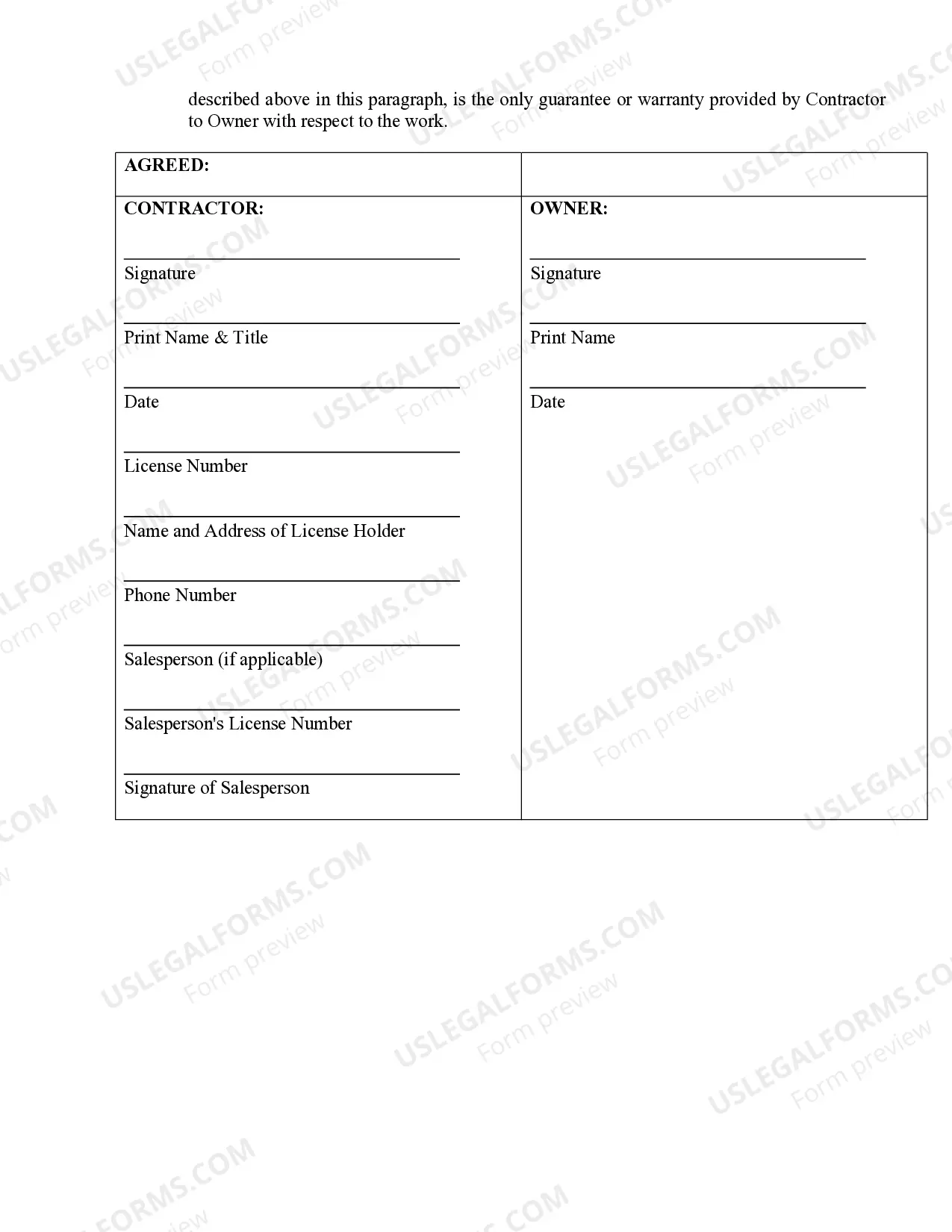 Preview Painting Contract for Contractor