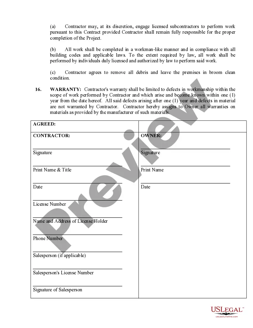 Preview Fencing Contract for Contractor
