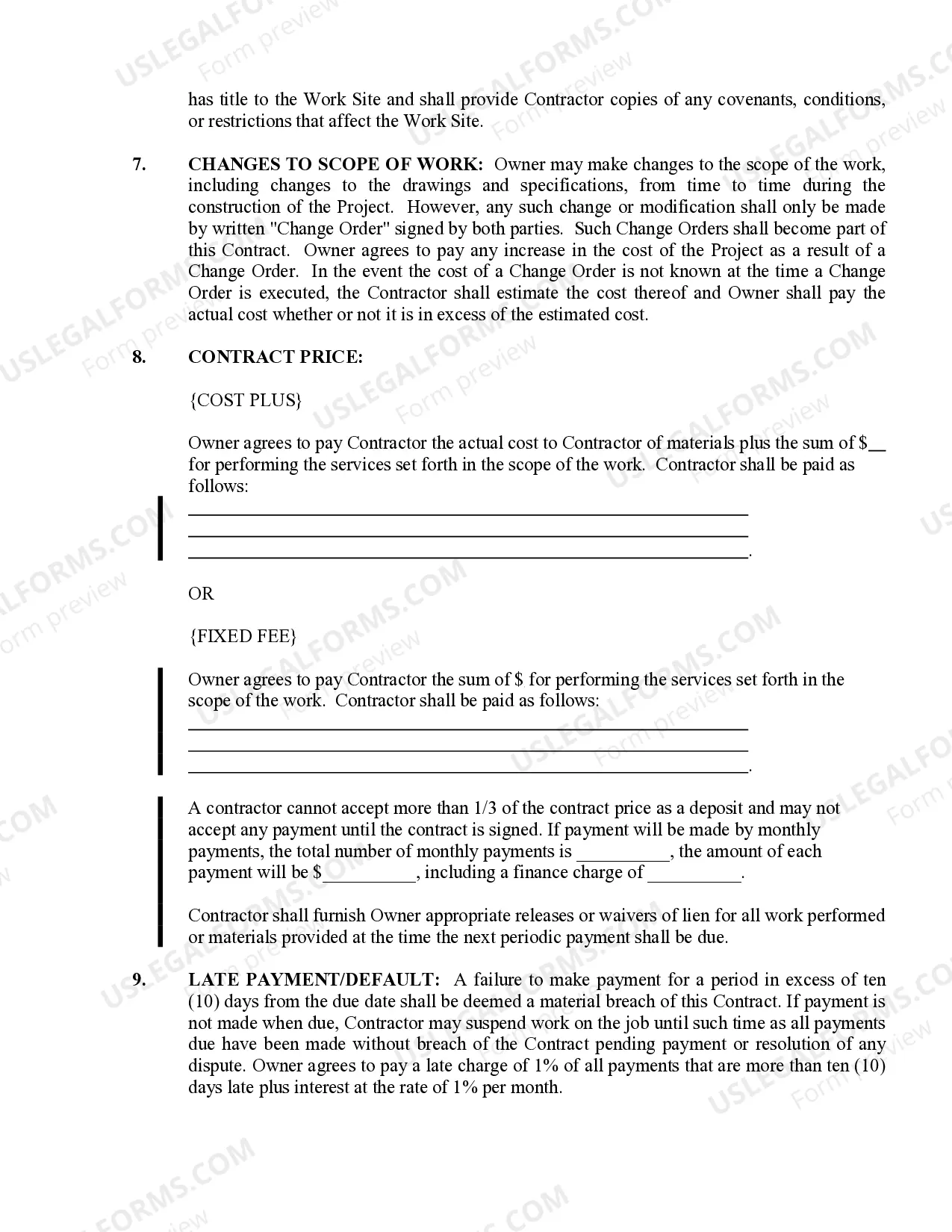 Preview HVAC Contract for Contractor