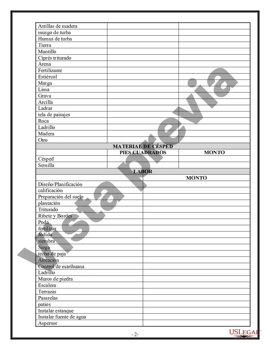 Preview Contrato de paisajismo para contratista