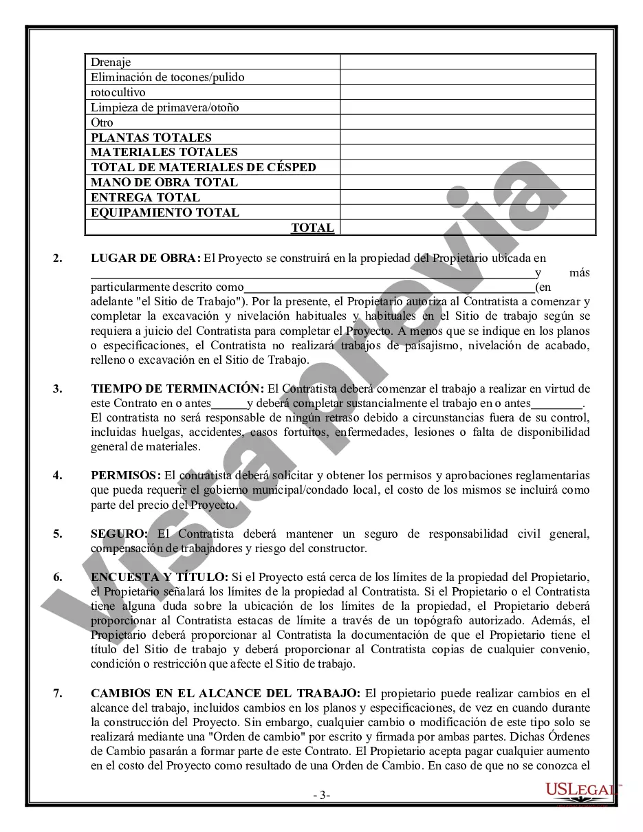 Preview Contrato de paisajismo para contratista