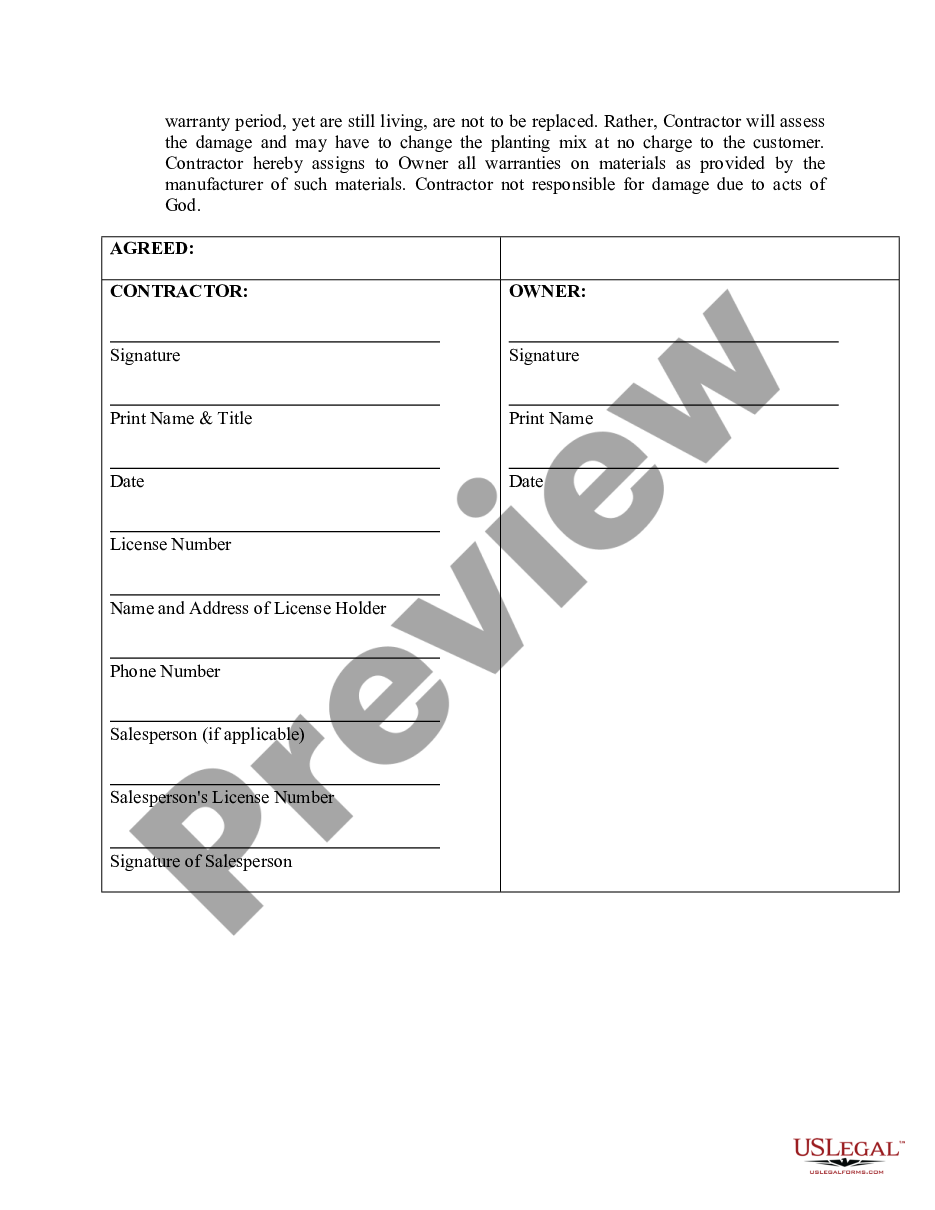 page 5 Landscape Contract for Contractor preview