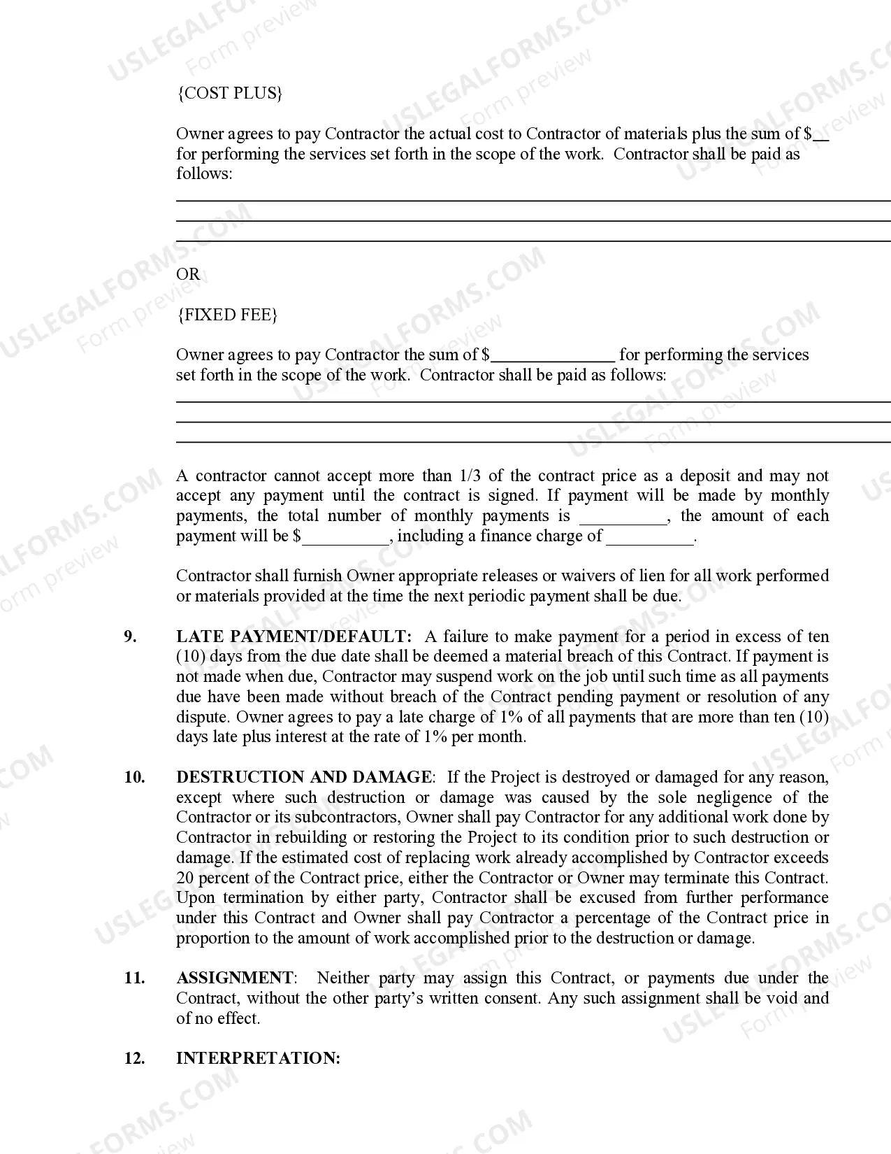 Preview Landscape Contract for Contractor