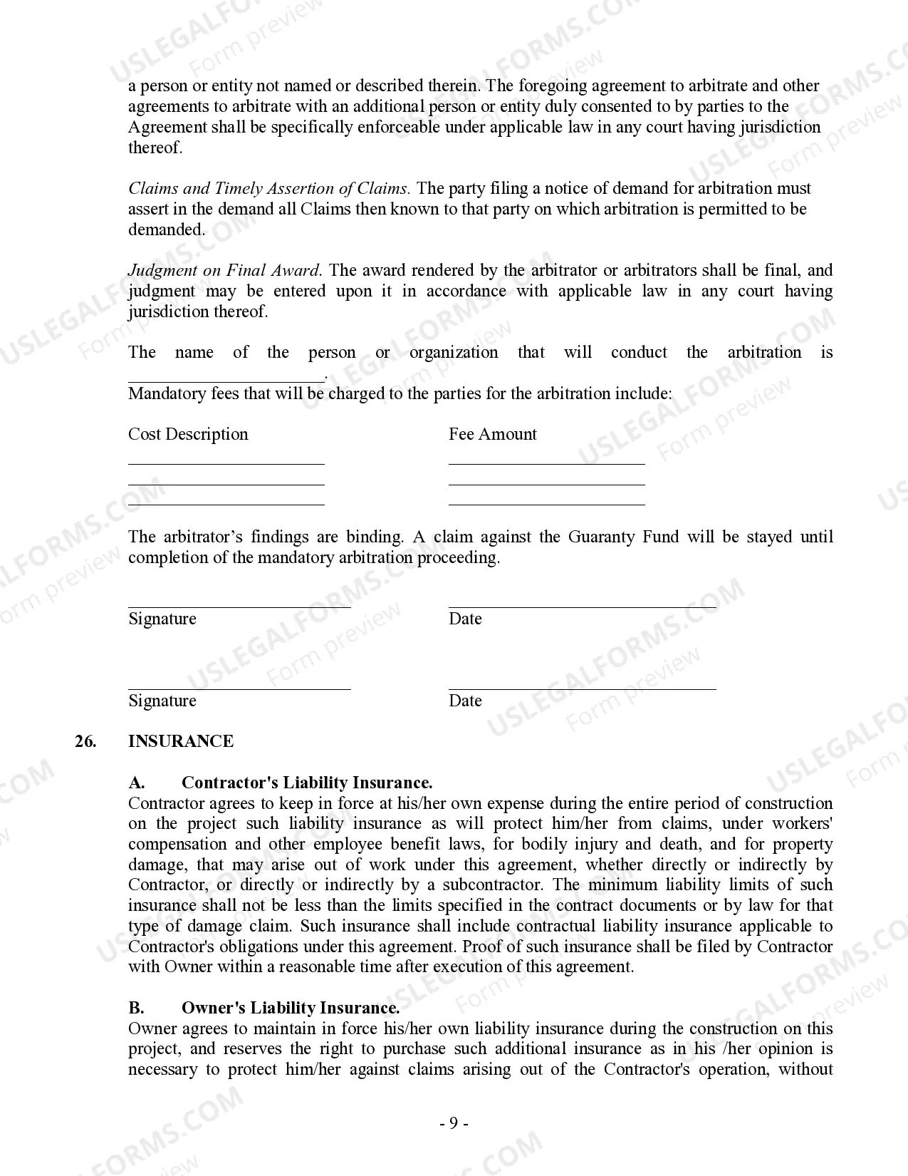Preview Commercial Contract for Contractor