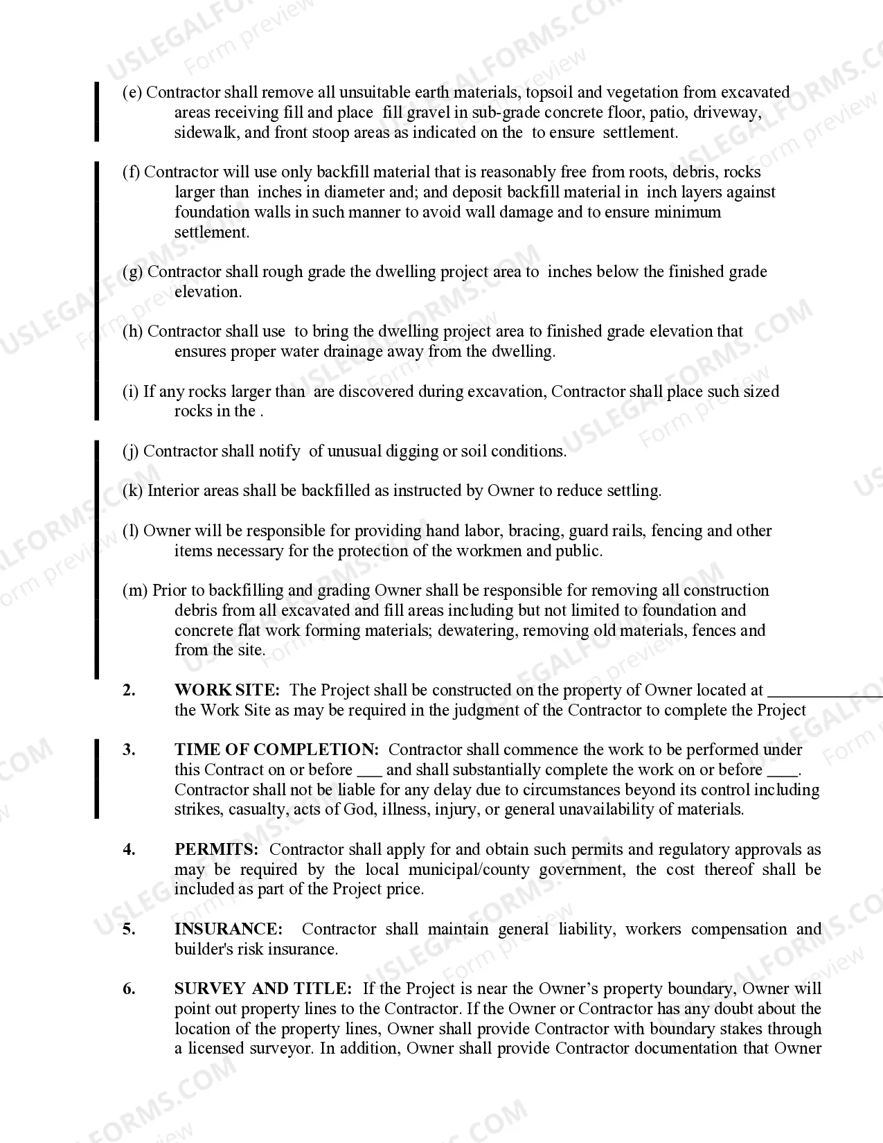 Preview Excavator Contract for Contractor