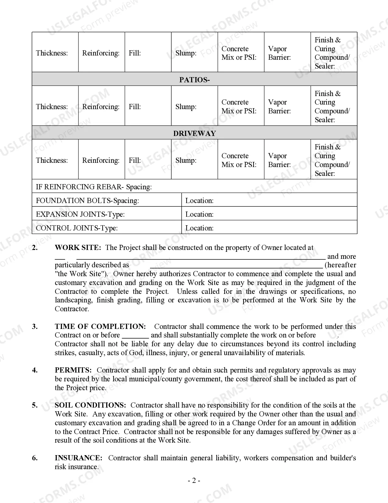 Preview Concrete Mason Contract for Contractor
