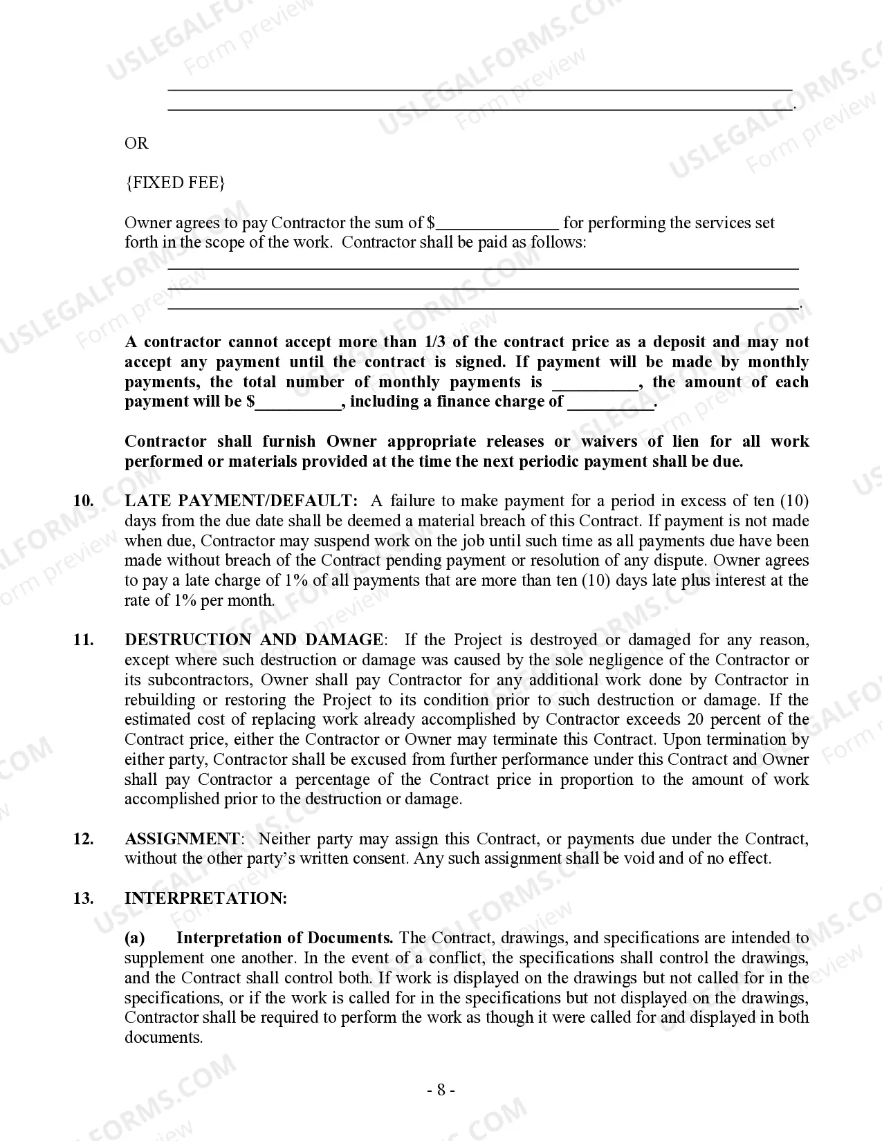 Preview Concrete Mason Contract for Contractor