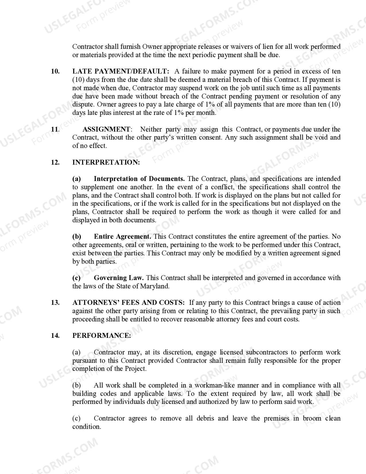 Preview Demolition Contract for Contractor