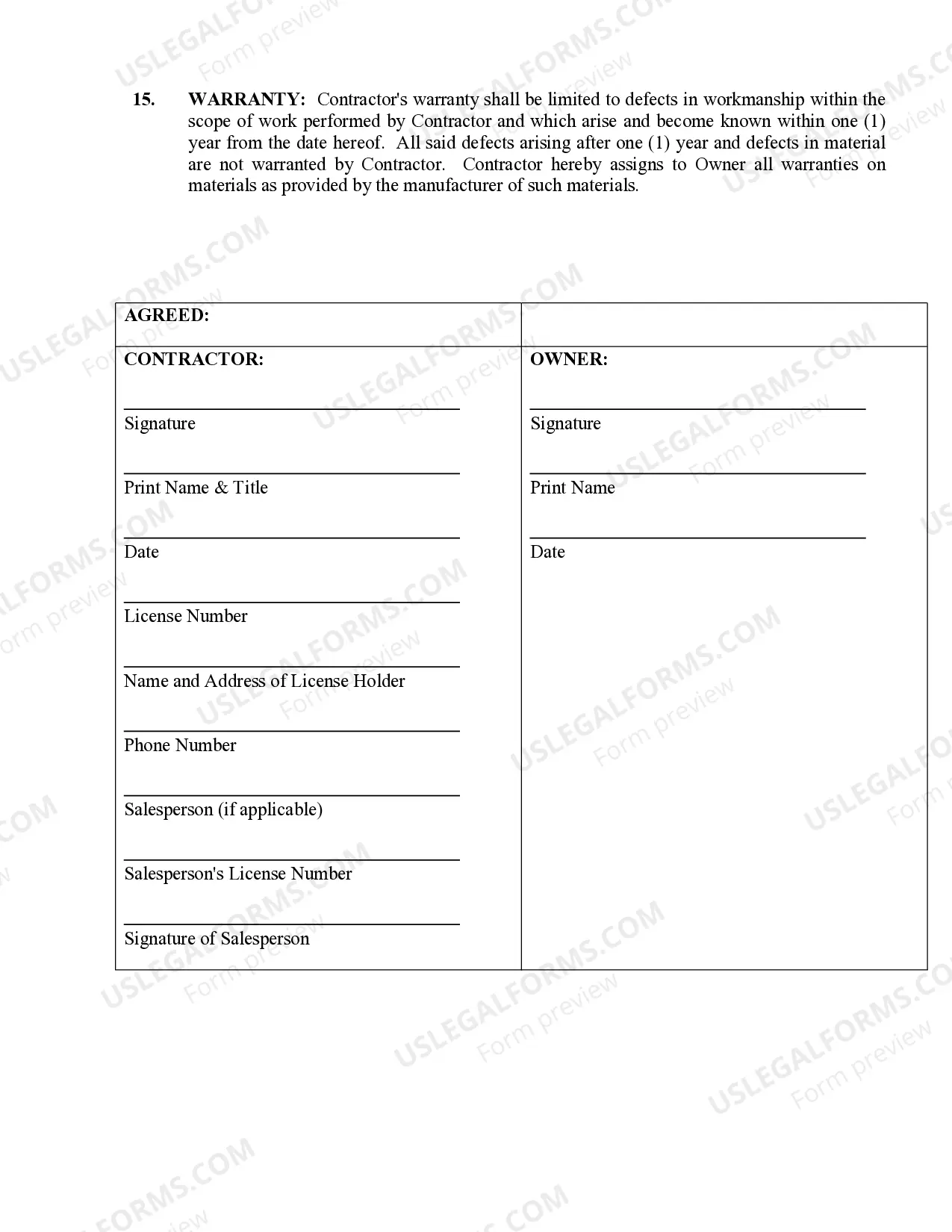 Preview Demolition Contract for Contractor