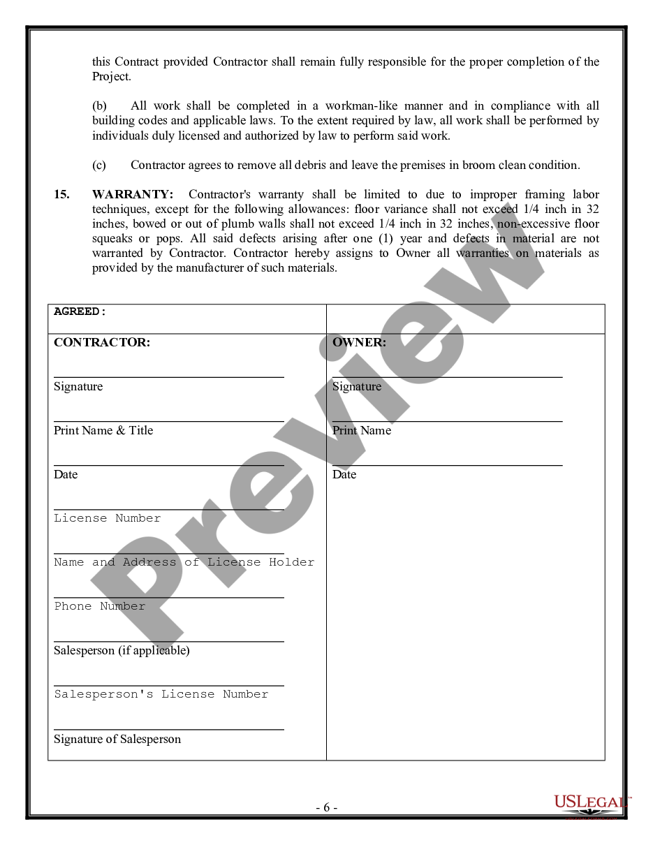 page 5 Framing Contract for Contractor preview