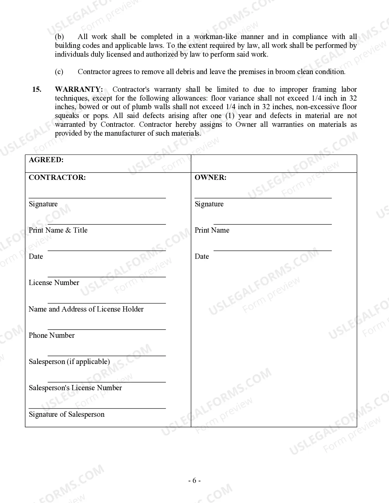 Preview Framing Contract for Contractor