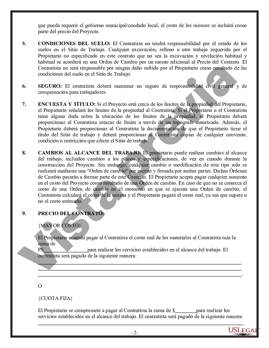 Preview Contrato de pavimentación para contratista