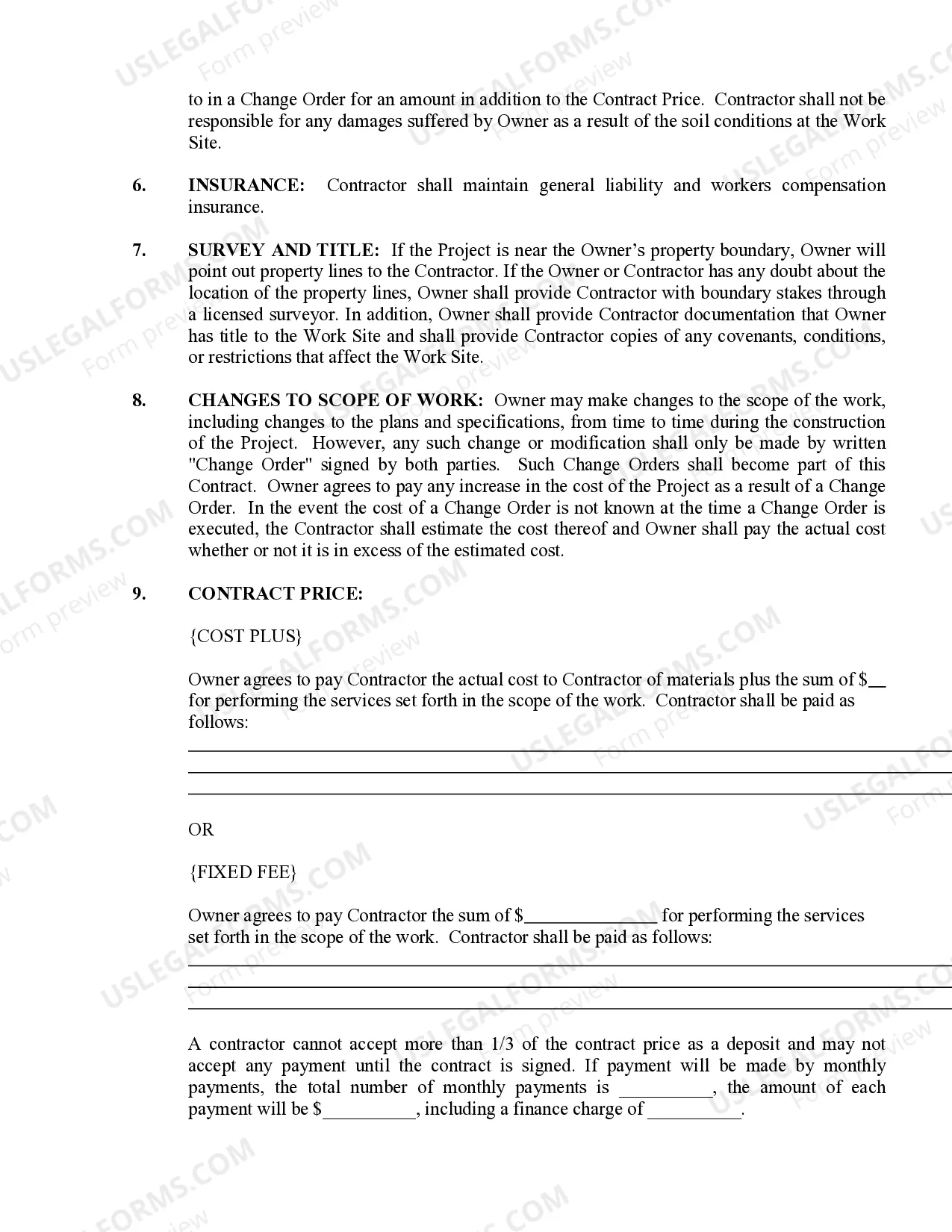 Preview Paving Contract for Contractor