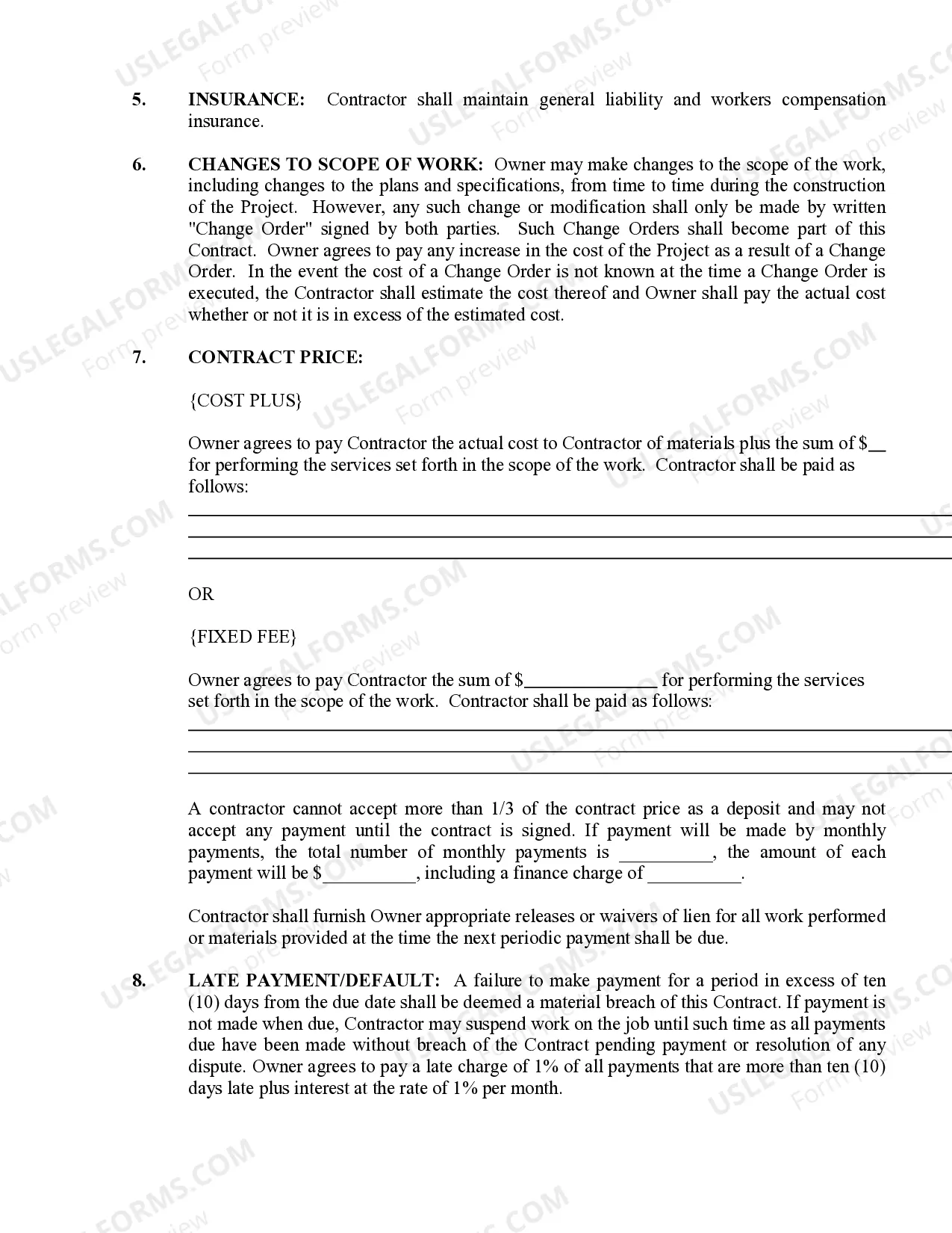 Preview Refrigeration Contract for Contractor