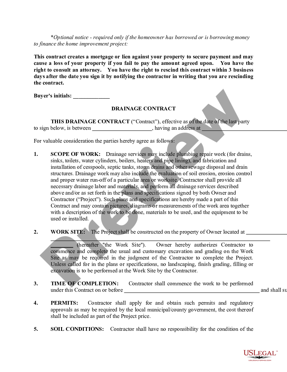 page 0 Drainage Contract for Contractor preview