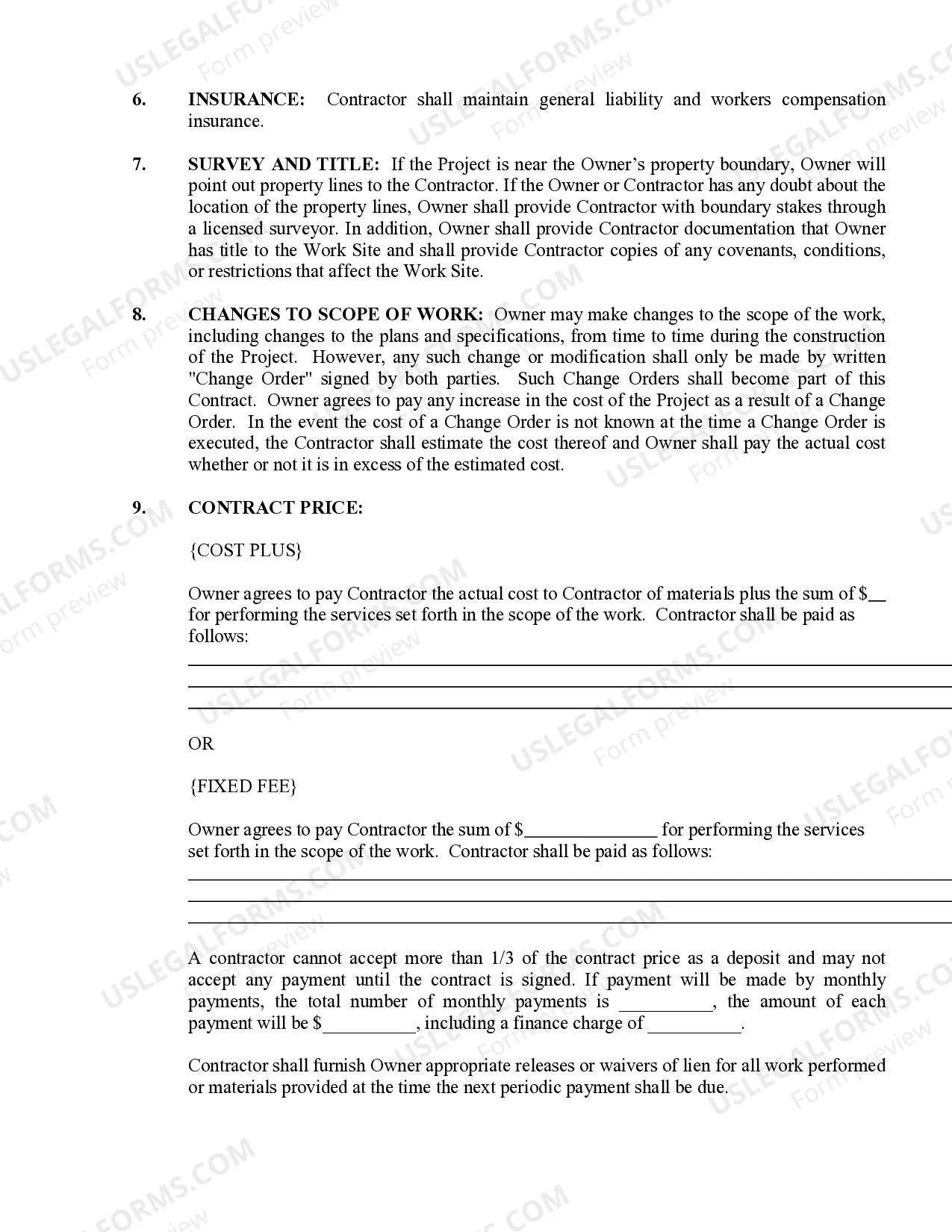 Preview Drainage Contract for Contractor