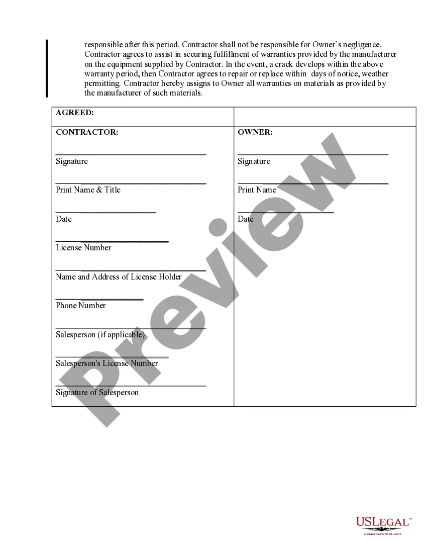 Preview Foundation Contract for Contractor