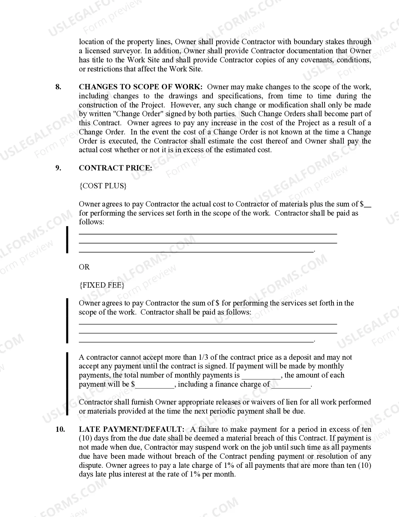 Preview Plumbing Contract for Contractor