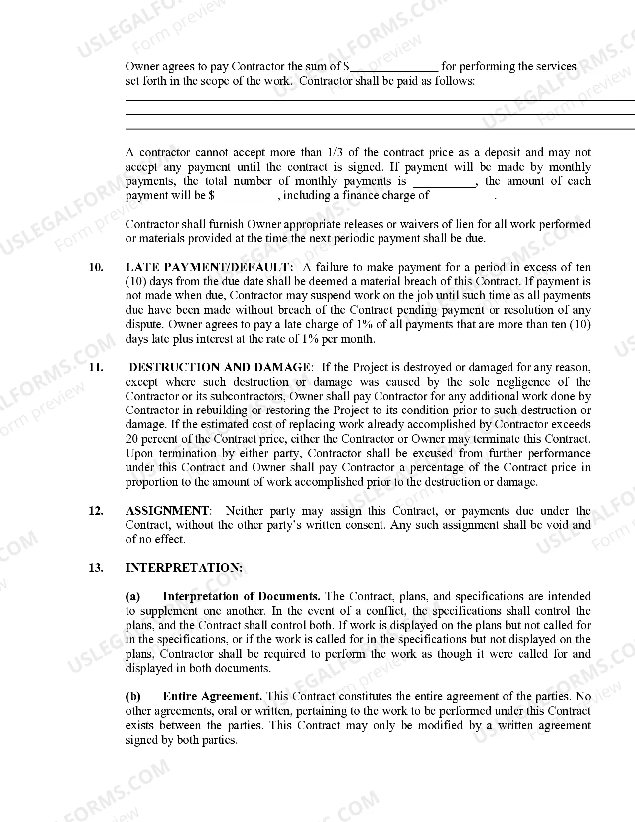 Preview Brick Mason Contract for Contractor